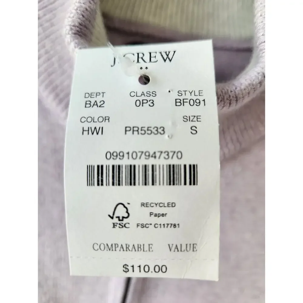 NWT J. Crew Men's Cotton Quarter-Zip Heather Light Purple Wisteria  S